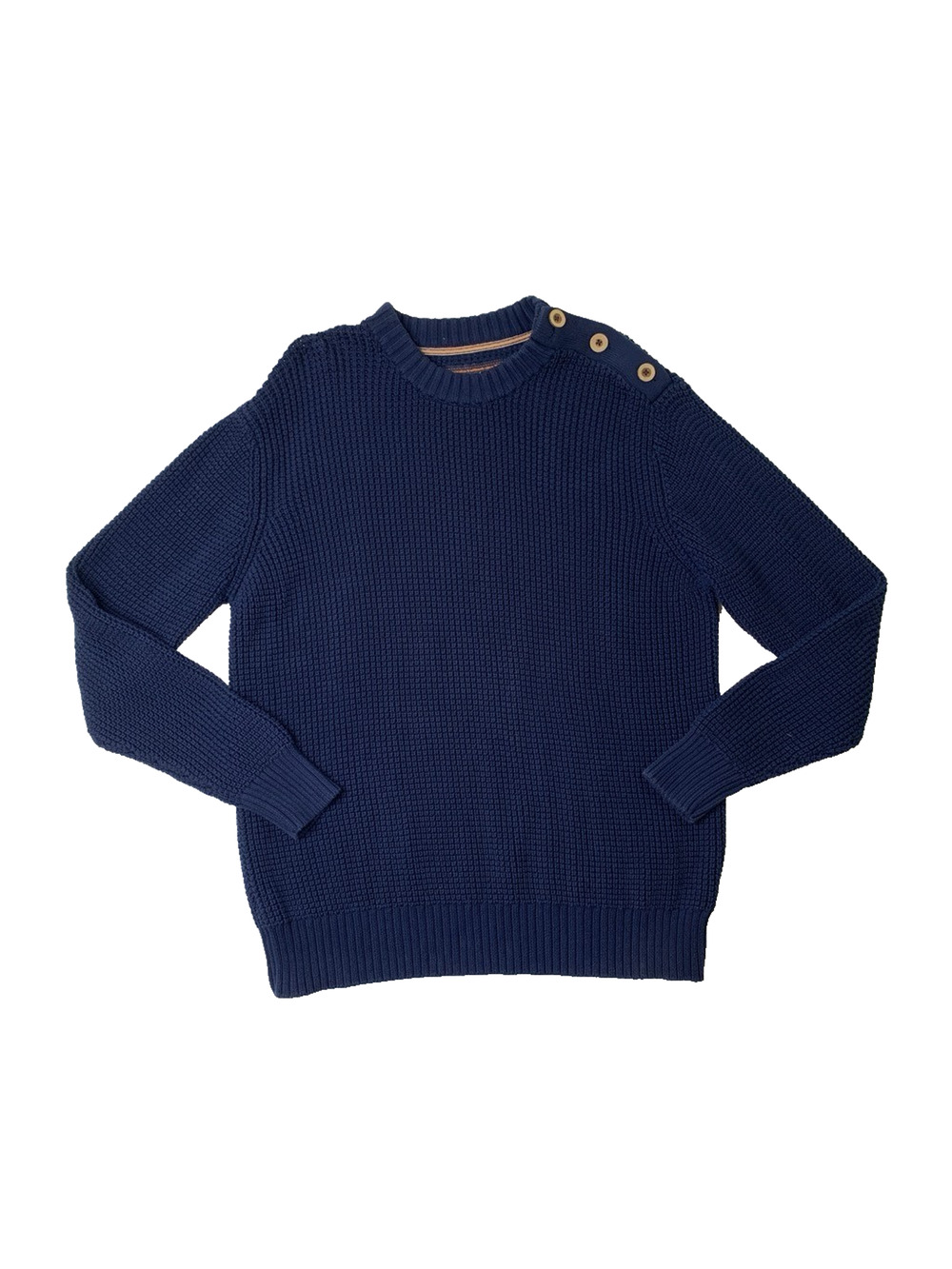 Reyn Spooner Sweater Mens XXL 2XL Navy Cotton Heavy Knit Button Details Pullover